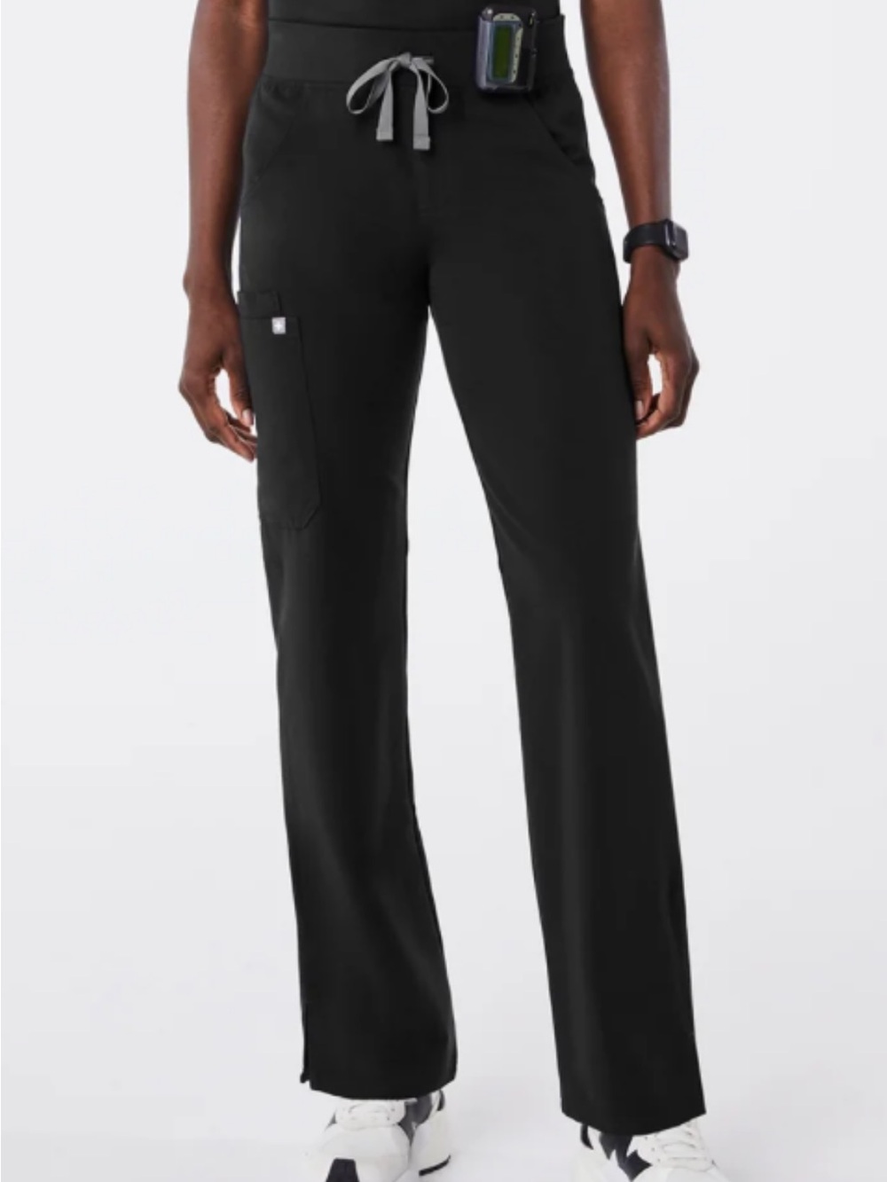 Figs Black Wide-Leg Drawstring Cargo Pants
